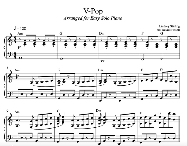 PIANO V Pop Sheet Music