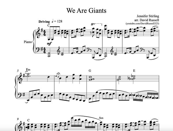 PIANO We Are Giants Sheet Music