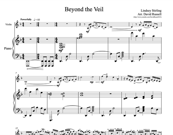 Beyond the Veil Sheet Music w/ KARAOKE 