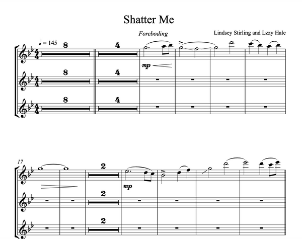 Shatter Me Sheet Music w/ KARAOKE