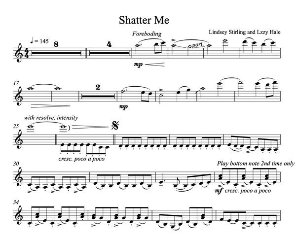 Shatter Me Sheet Music w/ KARAOKE