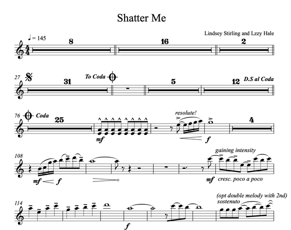 Shatter Me Sheet Music w/ KARAOKE