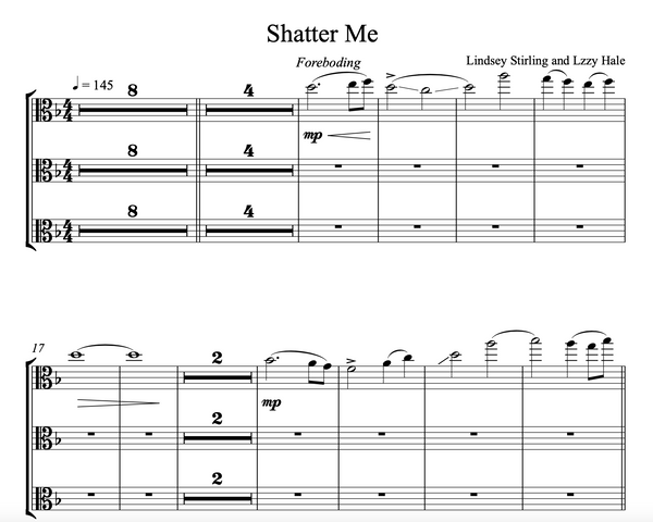 VIOLA Shatter Me Sheet Music w/ KARAOKE