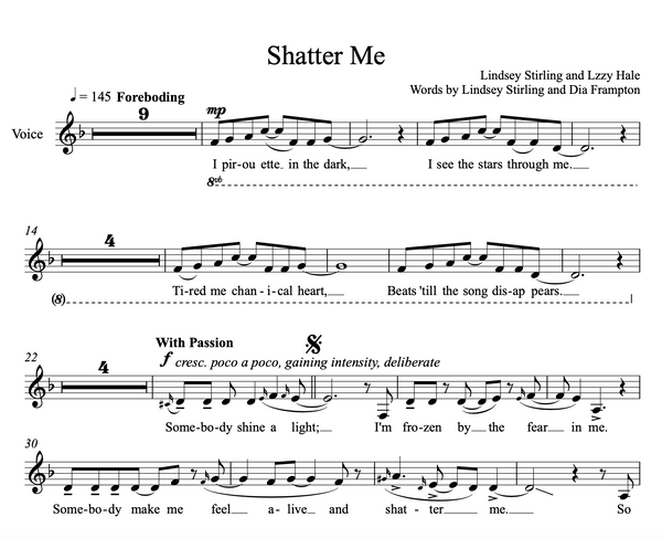 VIOLA Shatter Me Sheet Music w/ KARAOKE