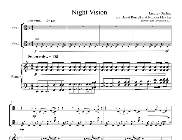 VIOLA Night Vision Sheet Music w/ KARAOKE