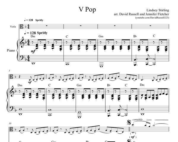 VIOLA V Pop Sheet Music w/ KARAOKE 