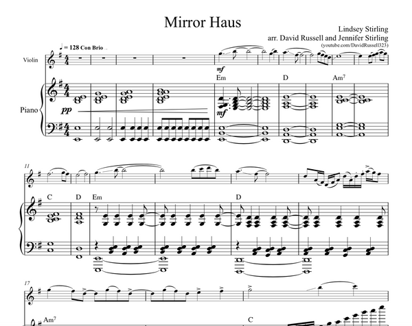 Mirror Haus Sheet Music w/ KARAOKE