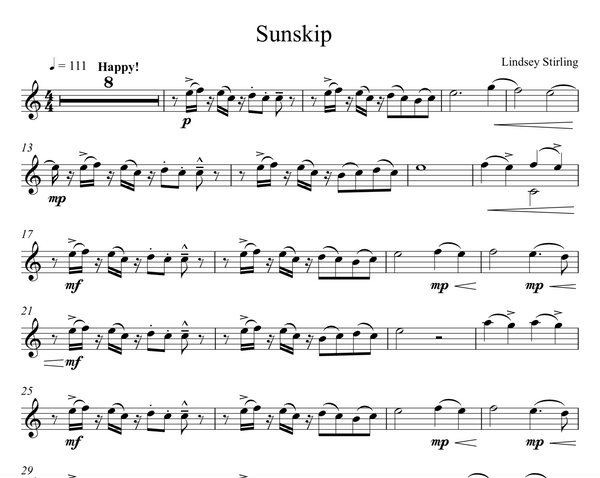 Sunskip Sheet Music w/ KARAOKE