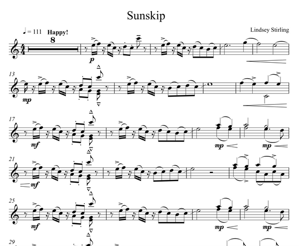 Sunskip Sheet Music w/ KARAOKE