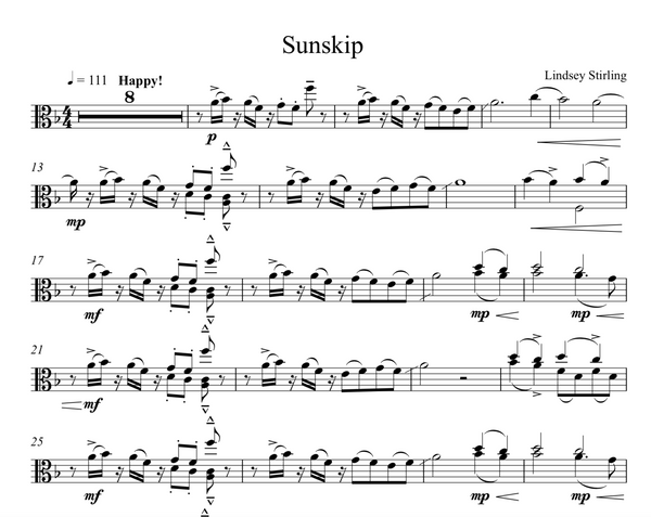VIOLA Sunskip Sheet Music w/ KARAOKE