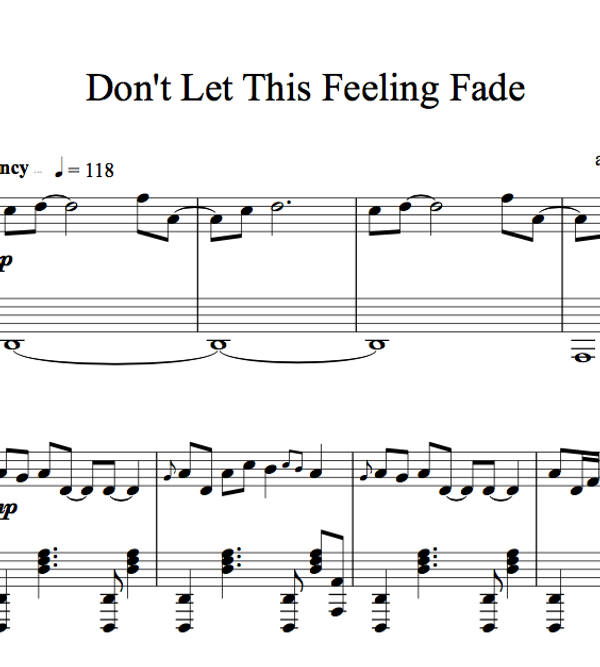 PIANO Don't Let This Feeling Fade Sheet Music