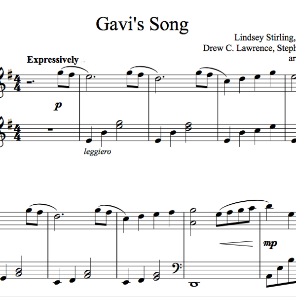 PIANO Gavi's Song Sheet Music