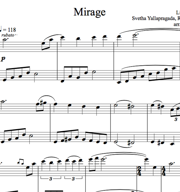 PIANO Mirage Sheet Music