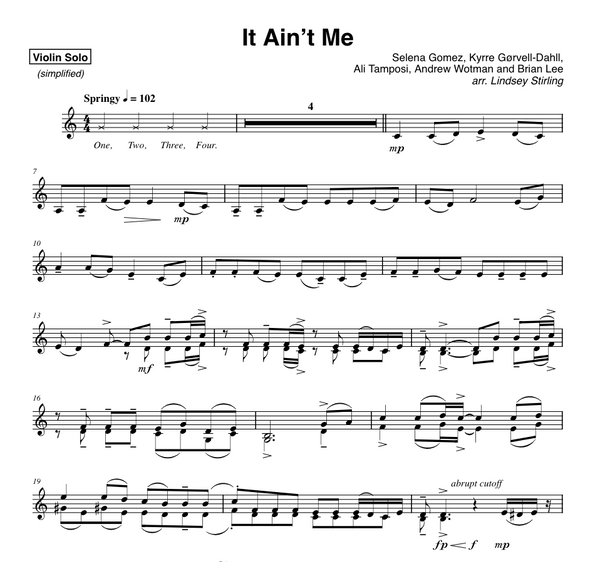 It Ain't Me Sheet Music w/ Karaoke