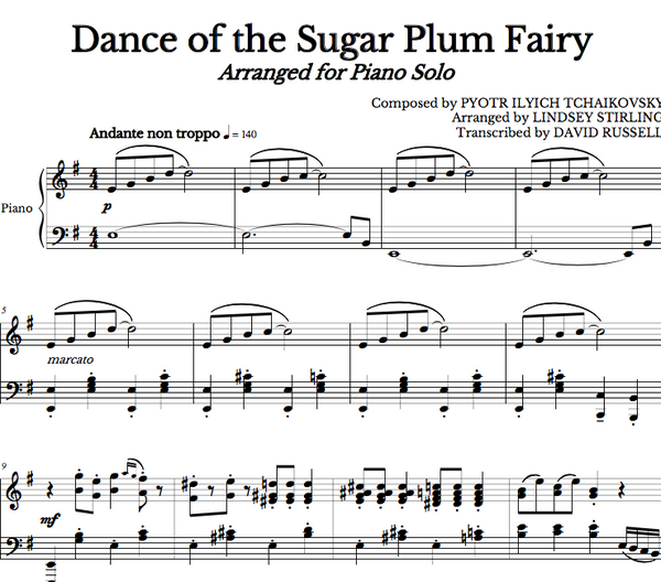 PIANO Dance of the Sugar Plum Fairy Sheet Music