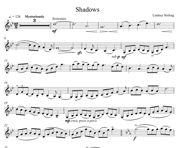 Shadows Sheet Music w/ KARAOKE