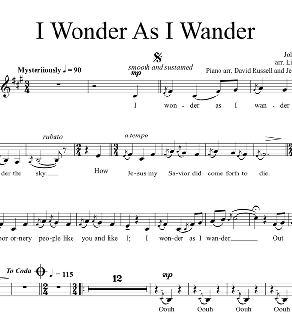 I Wonder As I Wander Sheet Music w/Piano