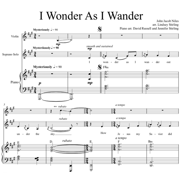 I Wonder As I Wander Sheet Music w/Piano
