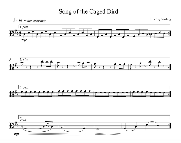 VIOLA Song of the Caged Bird Sheet Music w/ KARAOKE