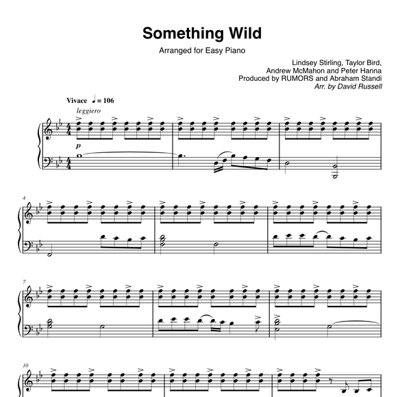 PIANO Something Wild Sheet Music