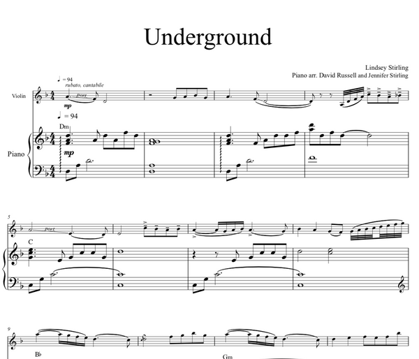 Underground Sheet Music w/ Karaoke