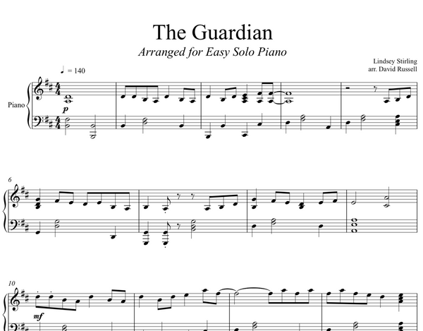 PIANO Guardian Sheet Music