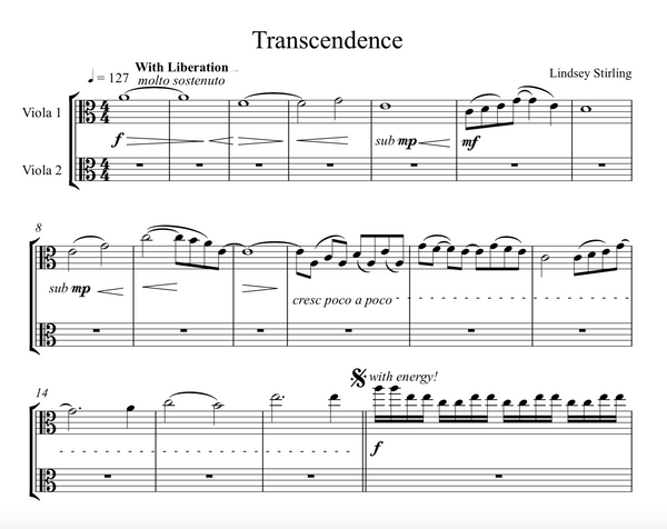 VIOLA Transcendence Sheet Music w/ KARAOKE