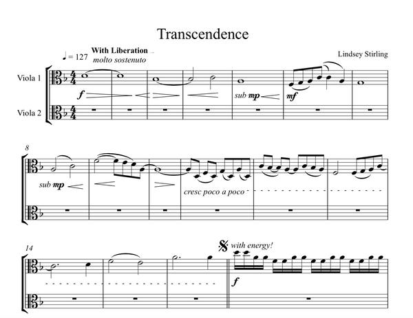 VIOLA Transcendence Sheet Music w/ KARAOKE