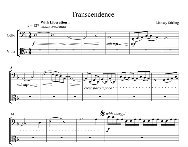VIOLA Transcendence Sheet Music w/ KARAOKE