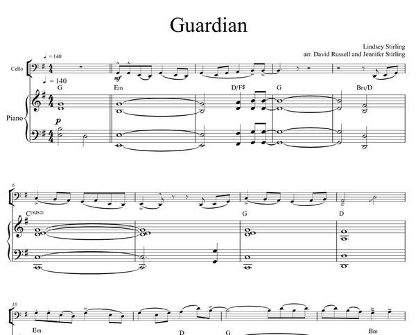 CELLO Guardian Sheet Music w/ Karaoke