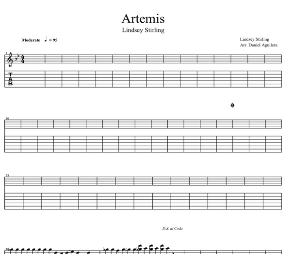 GUITAR Artemis Sheet Music w/ KARAOKE
