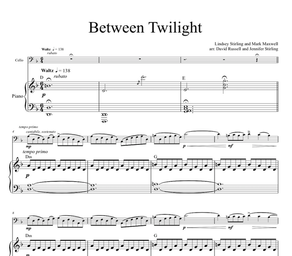 Cello Between Twilight Sheet Music w/ Karaoke