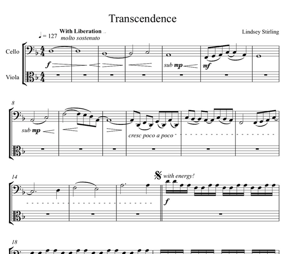 CELLO Transcendence Sheet Music w/ KARAOKE
