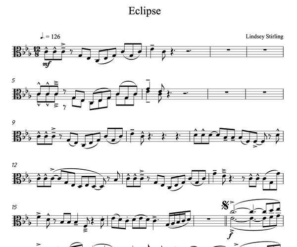 VIOLA Eclipse Sheet Music w/ KARAOKE