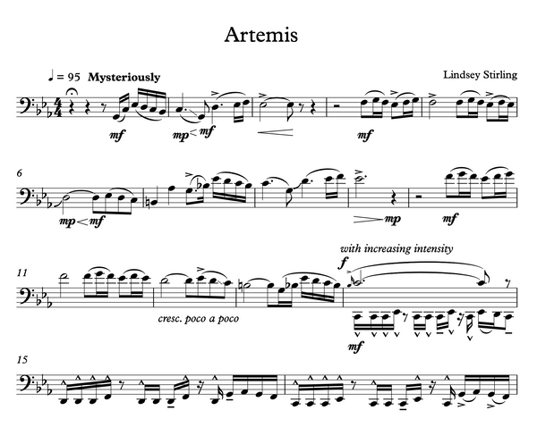 CELLO Artemis Tour Sheet Music Package