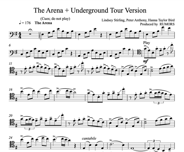 CELLO The Arena + Underground Artemis Tour Version Sheet Music w/ KARAOKE