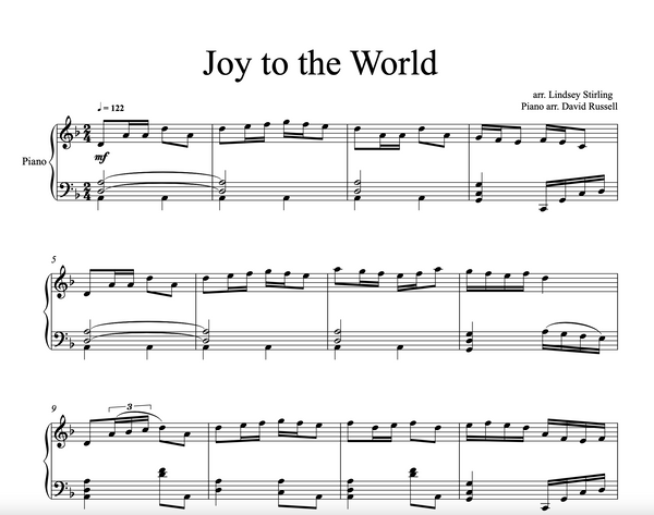 PIANO Joy to the World Sheet Music