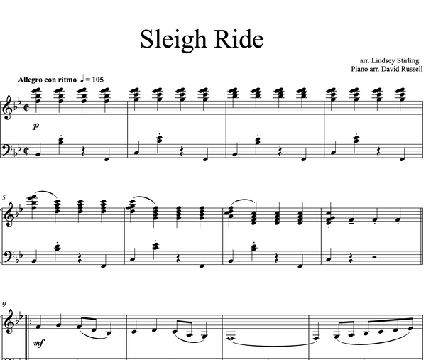 PIANO Sleigh Ride Sheet Music