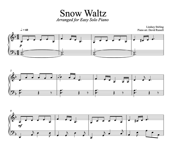 PIANO Snow Waltz Sheet Music