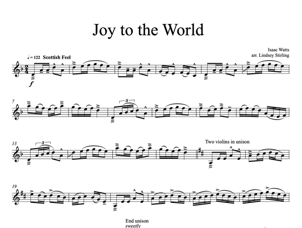 Joy to the World Sheet Music w/KARAOKE