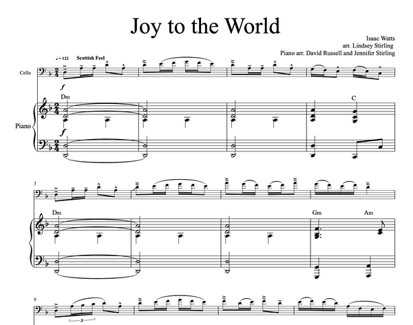 CELLO Joy to the World Sheet Music w/KARAOKE