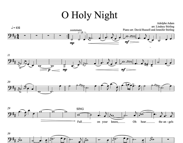 CELLO Oh Holy Night Sheet Music w/KARAOKE