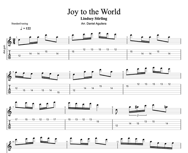 GUITAR Joy to the World Sheet Music w/ Karaoke