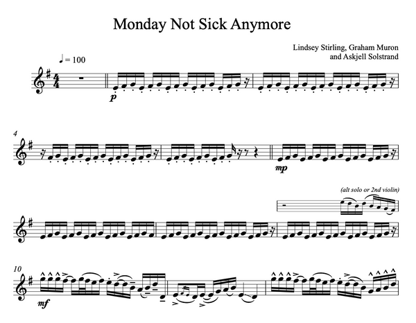 Monday Not Sick Anymore Sheet Music