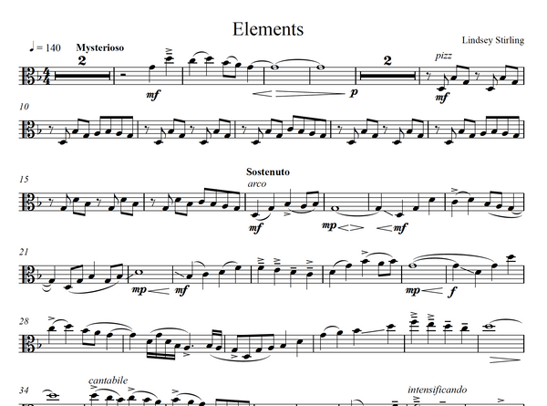 lindsey stirling elements sheet music