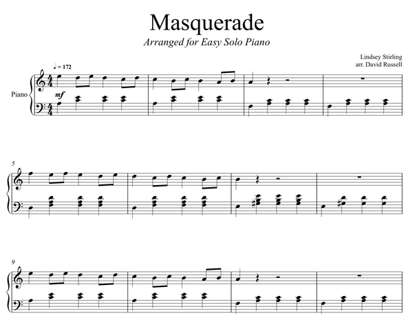 Masquerade Lindsey Stirling Viola Solo Sheet Music