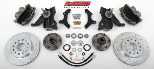 GMC C-10 1963-1970 13" Front Cross Drilled Disc Brake Kit & 2.5" Drop Spindles; 6x5.5 Bolt Pattern - McGaughys Part# 63311