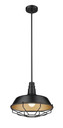 Single Light Pendant Black With Gold In-Shade/ Removable Cage by Mirage Lighting Lighting