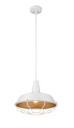 Single Light Pendant White With Gold In-Shade/ Removable Cage by Mirage Lighting Lighting