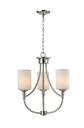 Three Light LED Chandelier Satin Nickel/White Opal Glass by Mirage Lighting Lighting